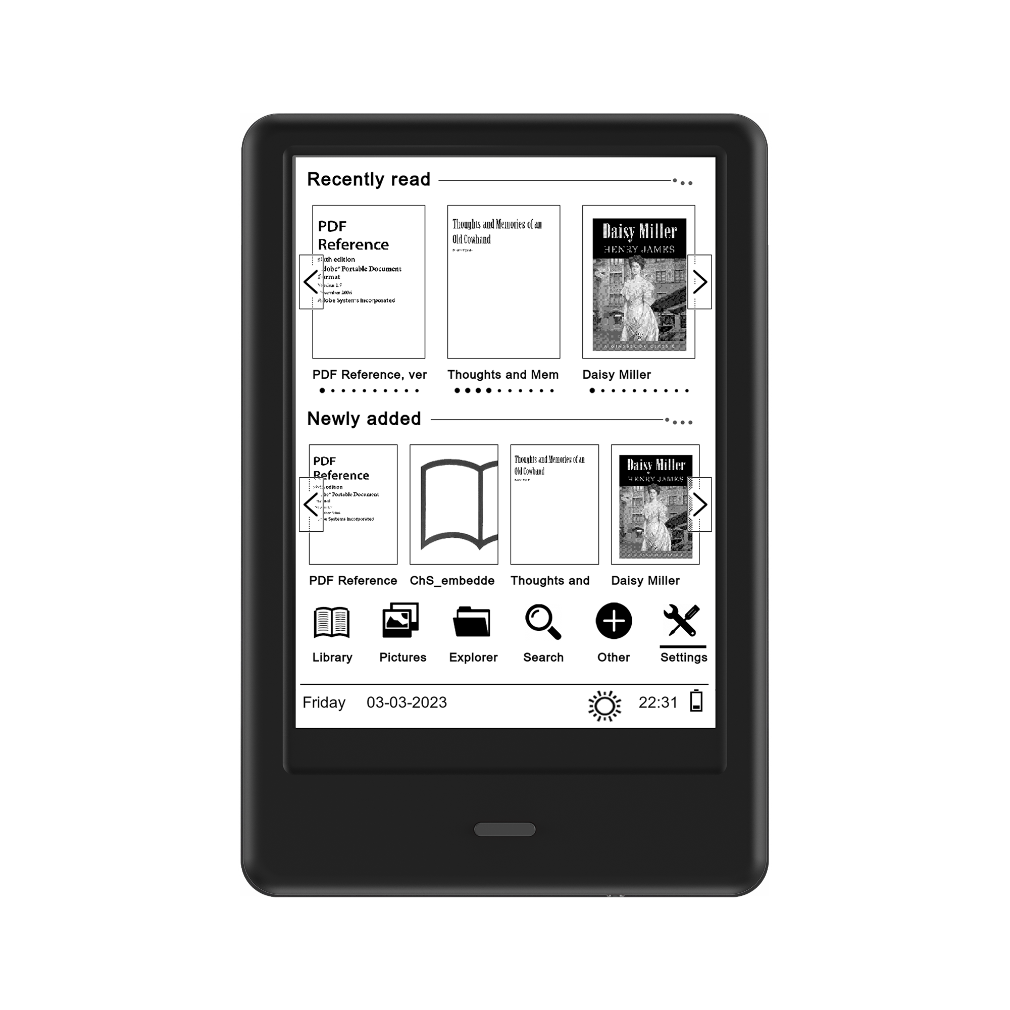 Czytnik Bemi Cognita X | Dwukolorowe oświetlenie przednie | E-ink 6" w technologii Carta | 8 GB